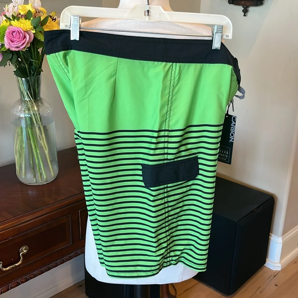 Neon Green and Black Board Shorts Dynamic Swiim Trunks